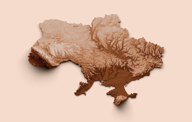 Mappa dell'Ucraina con grafica marrone vecchio stile in stile retrò Stile vintage Altamente dettagliato