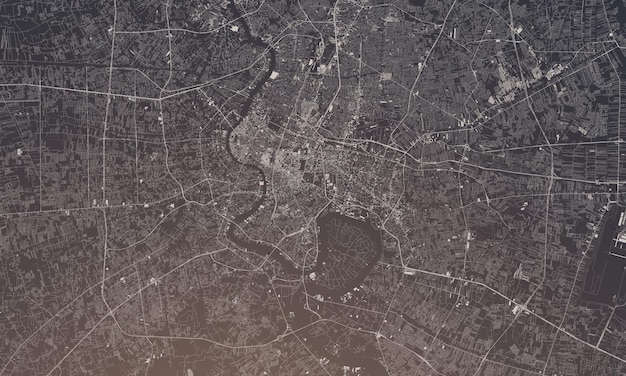 Mappa della città di Bangkok Thailandia d rendering vista satellitare aerea