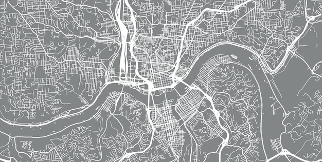 Mappa della città di vettore urbano di cincinnati ohio stati uniti d'america