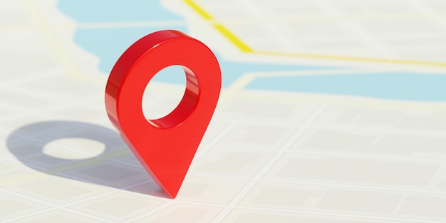 Mappa della città e posizione del puntatore rosso Concetto GPS di navigazione di viaggio