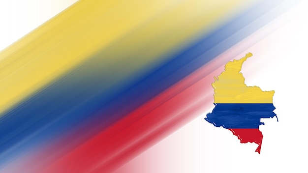 Mappa della Colombia, mappa della bandiera, sfondo dei colori nazionali