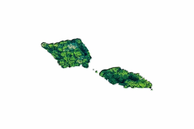 Mappa della foresta verde di Samoa, su sfondo bianco