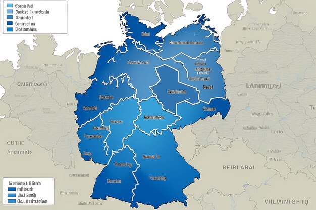 Mappa della Germania con le principali città in blu