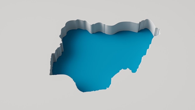Mappa della Nigeria Mappa di estrusione interna 3d Profondità del mare con ombra interna