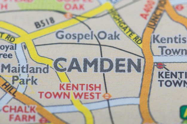 Mappa della posizione del quartiere londinese di Camden