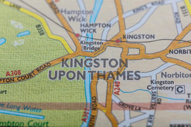 Mappa della posizione del quartiere londinese di Kingston Upon Thames