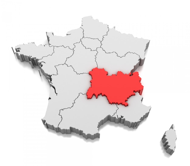 Mappa della regione Auvergne-Rhône-Alpes, Francia