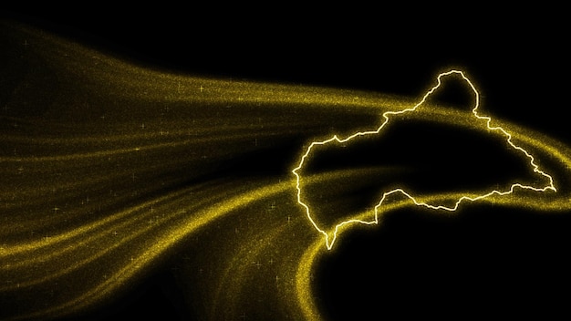 Mappa della Repubblica Centrafricana, mappa glitter oro su sfondo scuro