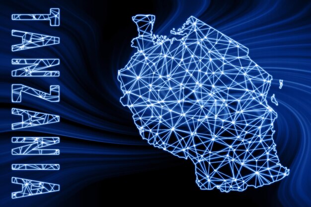 Mappa della Tanzania Mappa della linea mesh poligonale