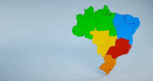 Mappa di Brasile colorato con stati e regioni
