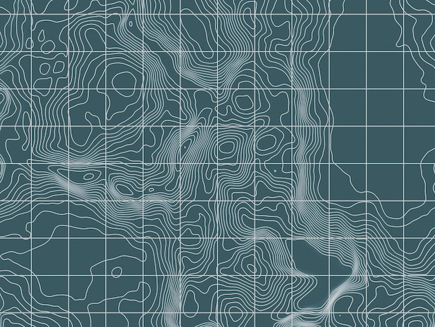 Mappa di contorno topografica con linee della griglia