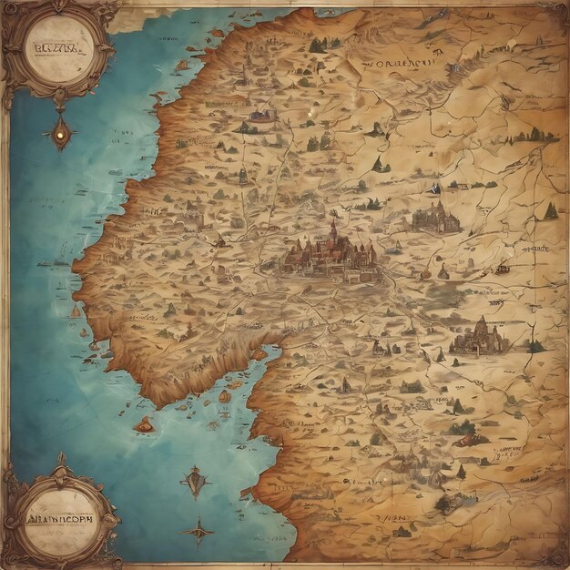 Mappa di fantasia antica cartografia antica mappa del tesoro