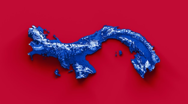 Mappa di Panama con la bandiera colori blu e rosso mappa in rilievo ombreggiato illustrazione 3d