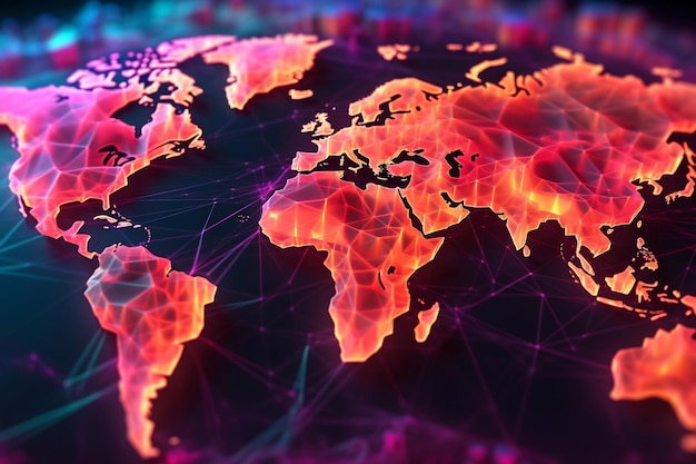 Mappa globale astratta Un riflesso della globalizzazione e della geografia IA generativa