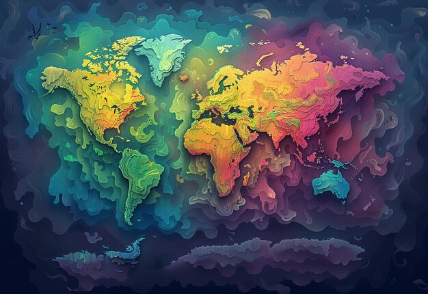 mappa grafica del mondo con il pianeta Terra