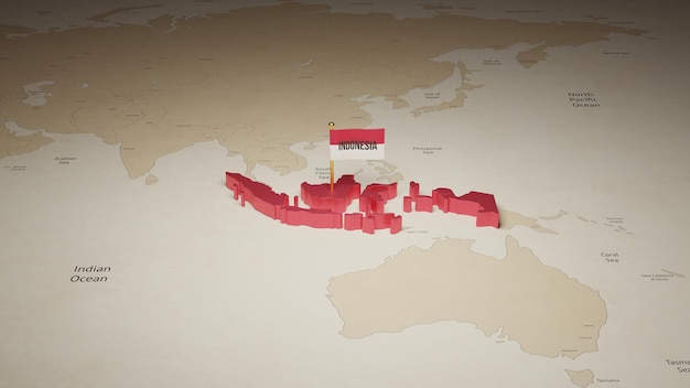 Mappa isometrica 3d dell'Indonesia con spazio di copia