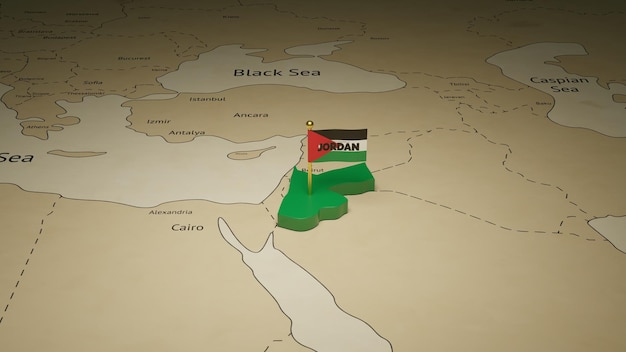 Mappa isometrica 3d della Giordania con spazio di copia