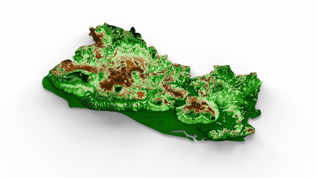 Mappa topografica di El Salvador Mappa realistica 3d Illustrazione a colori 3d