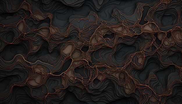 Mappa topografica di molti fiumi tortuosi come nastri lanciati sulla terra