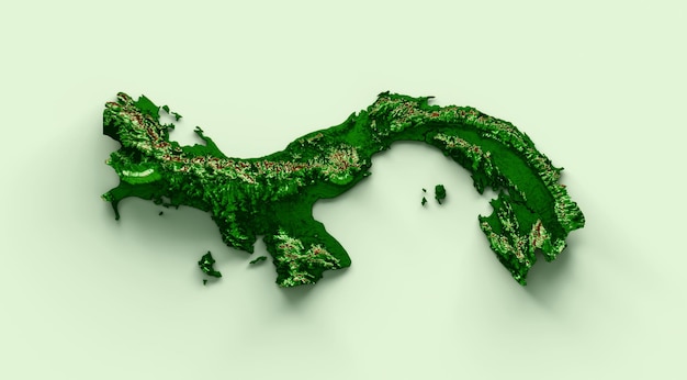 Mappa topografica di Panama mappa realistica 3d Illustrazione 3d a colori