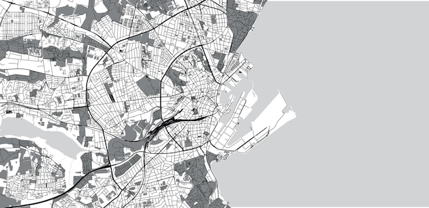 Mappa urbana vettoriale della città di Aarhus Danimarca