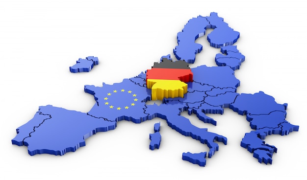 Mappa volumetrica della Germania e dell&#39;UE. Rendering 3D.