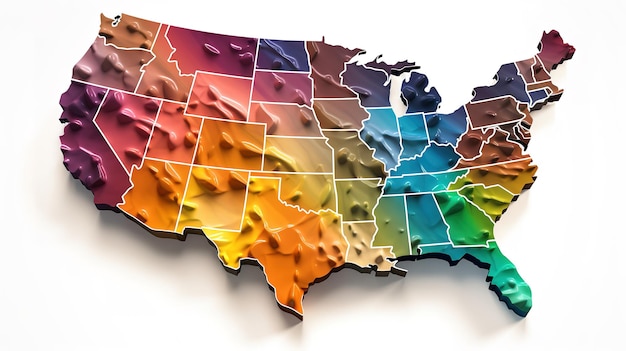 Mappa vuota simile agli Stati Uniti isolata su sfondo bianco Generative Ai