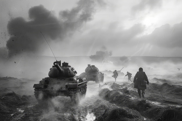 Marcia alla Vittoria Catturando l'intensità della Seconda Guerra Mondiale con fotografie di guerra in bianco e nero
