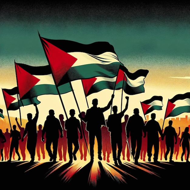 Marcia di protesta palestinese per la libertà illustrazione