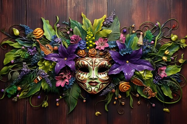 Mardi Gras con decorazioni di festa e maschere