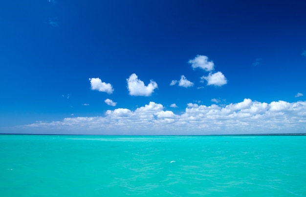 Mare tropicale con cielo nuvoloso