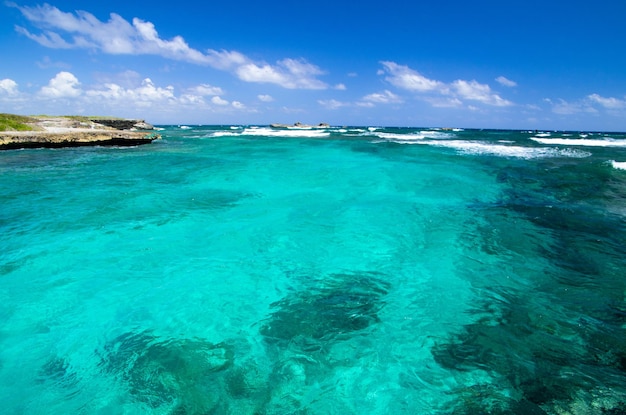 Mare tropicale sotto il cielo blu