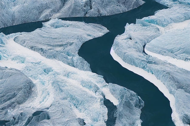 Mare verde scuro circondato da ghiaccio bianco e neve sulla spiaggia islandese