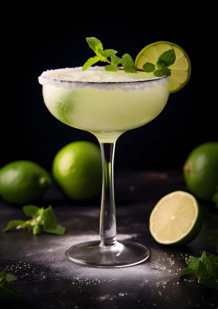 Margarita cocktail con lime e menta