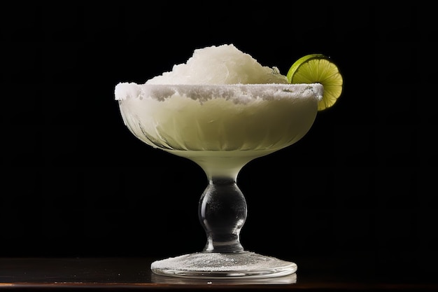 Margarita congelata in vetro bordato di sale