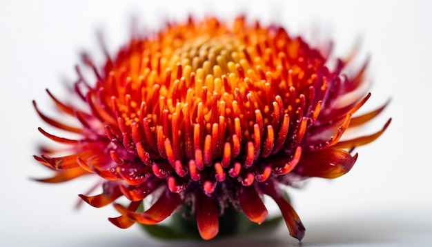 Margherita gerbera vibrante su primo piano bianco e acuto generato dall'AI