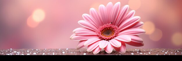 Margherita rosa gerbera su sfondo bokeh magico isolato con spazio di copia per il posizionamento del testo