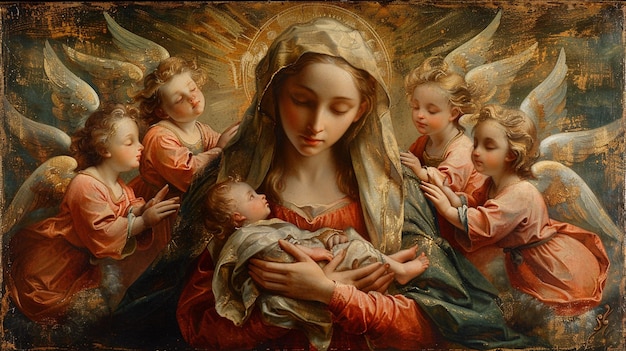 Maria che cocciola il bambino Gesù La sua storia