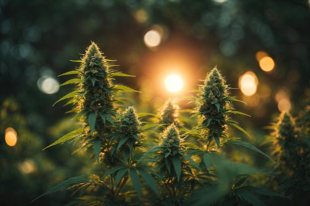 Marijuana Bud su piante di cannabis a baldacchino ai generative