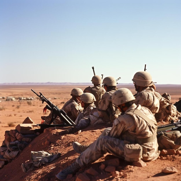 marines americani nel deserto vicino al blocco