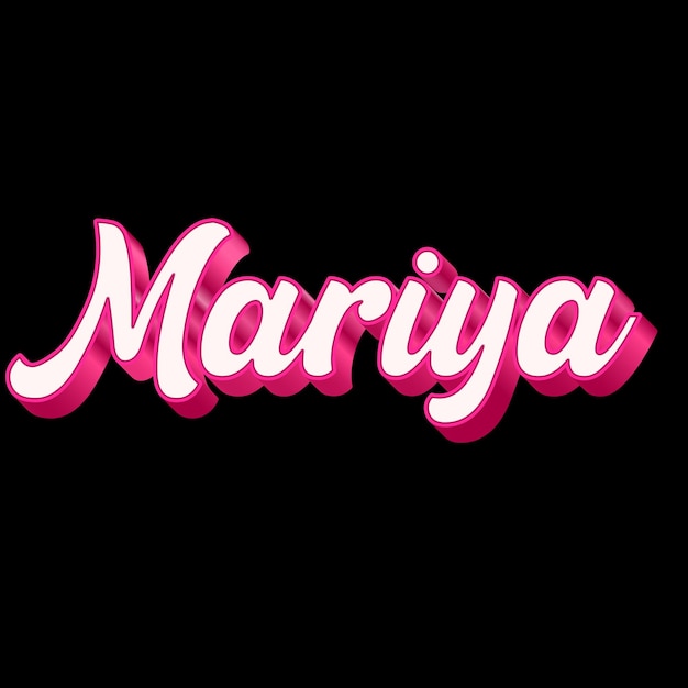 Mariya Tipografia Design 3D Rosa Nero Bianco Fotografia di sfondo JPG