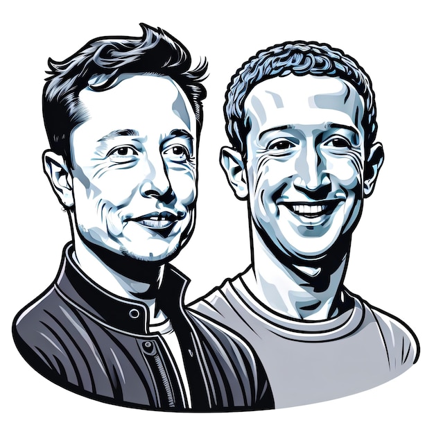 Mark zuckerberg e elon musk arte vettoriale