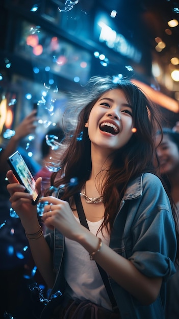 Marketing digitale in Cina KOL Streaming dal vivo di ragazze su uno smartphone