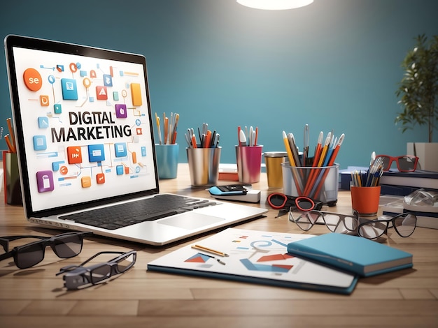 Marketing digitale Rendering 3D SEO Genera Ai