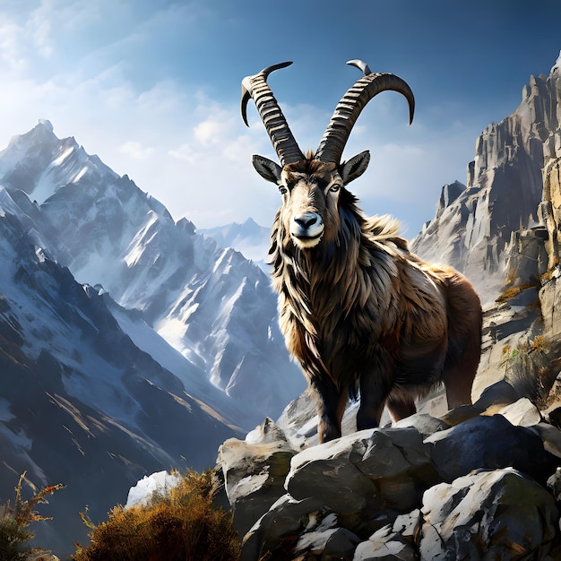 Markhor nelle montagne