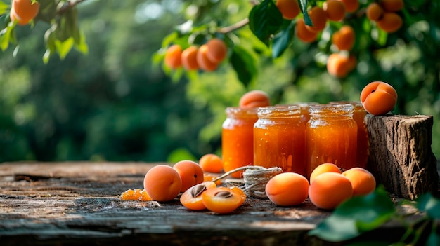 Marmellata di albicocche in giardino Focalizzazione selettiva