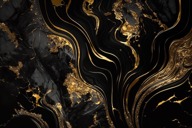 Marmo astratto sfondo nero e oro Sullo sfondo dell'invito