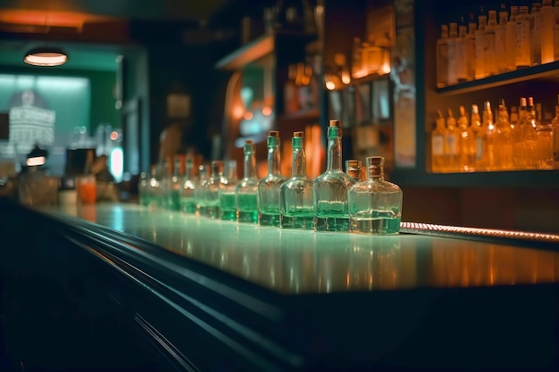 Marmo sopra il bancone del bar con spazio vuoto per il vostro bicchiere Illustrazione generativa AI