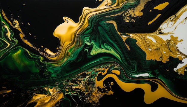 Marmo verde e oro sfondo arte liquida marmo testurizzato IA generativa