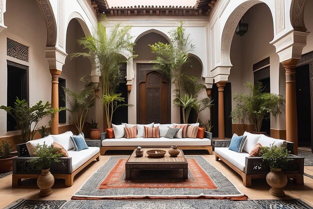 Marocchino Riad Courtyard Lounge Oasi esotica Escape